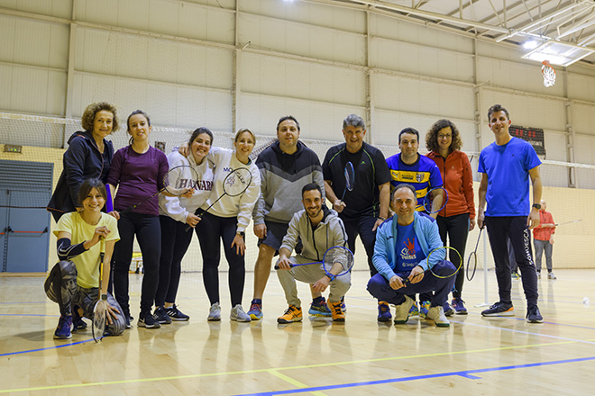 Alumnos del curso de bádminton del Alcoraz de Huesca